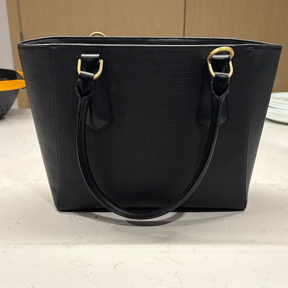Dagne Dover Black Tote (Gold Hardware)